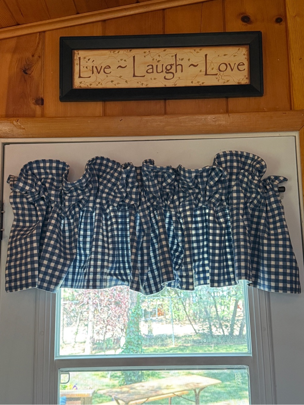 Waverly Home Fashions blue and white gingham check Valances set of 3 - 78”x15”